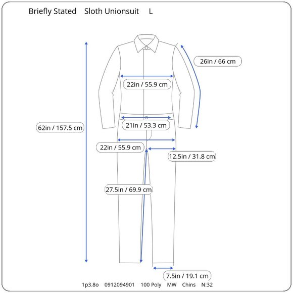 Briefly Stated The Sloth Unionsuit Mens L Costume Pajamas PJs Halloween - Picture 10 of 10